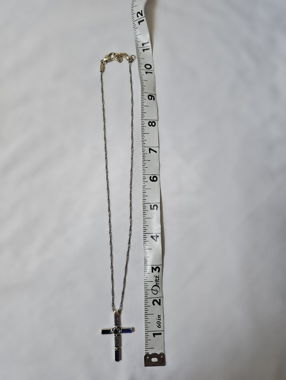 Brighton Spectrum Blue Crystal Cross Necklace Silver Plated Ombre Baguette Retir - Picture 7 of 9